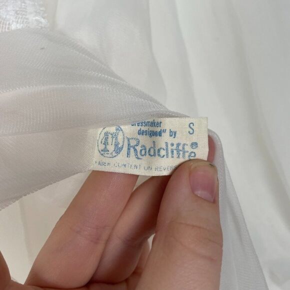 Vintage White Sheer Nightgown with Pink Floral Embroidered Embellishments Sz: S - Picture 8 of 9